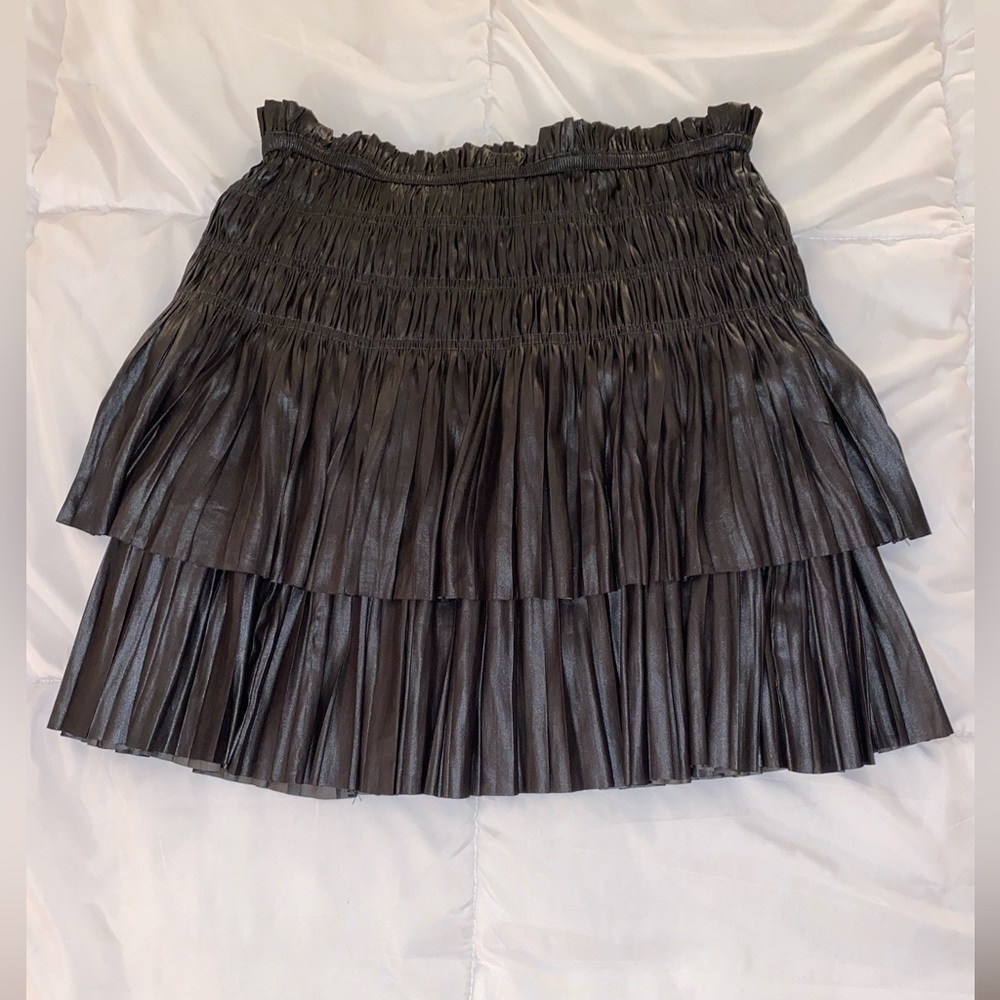Ruffled Silver Mini Skirt